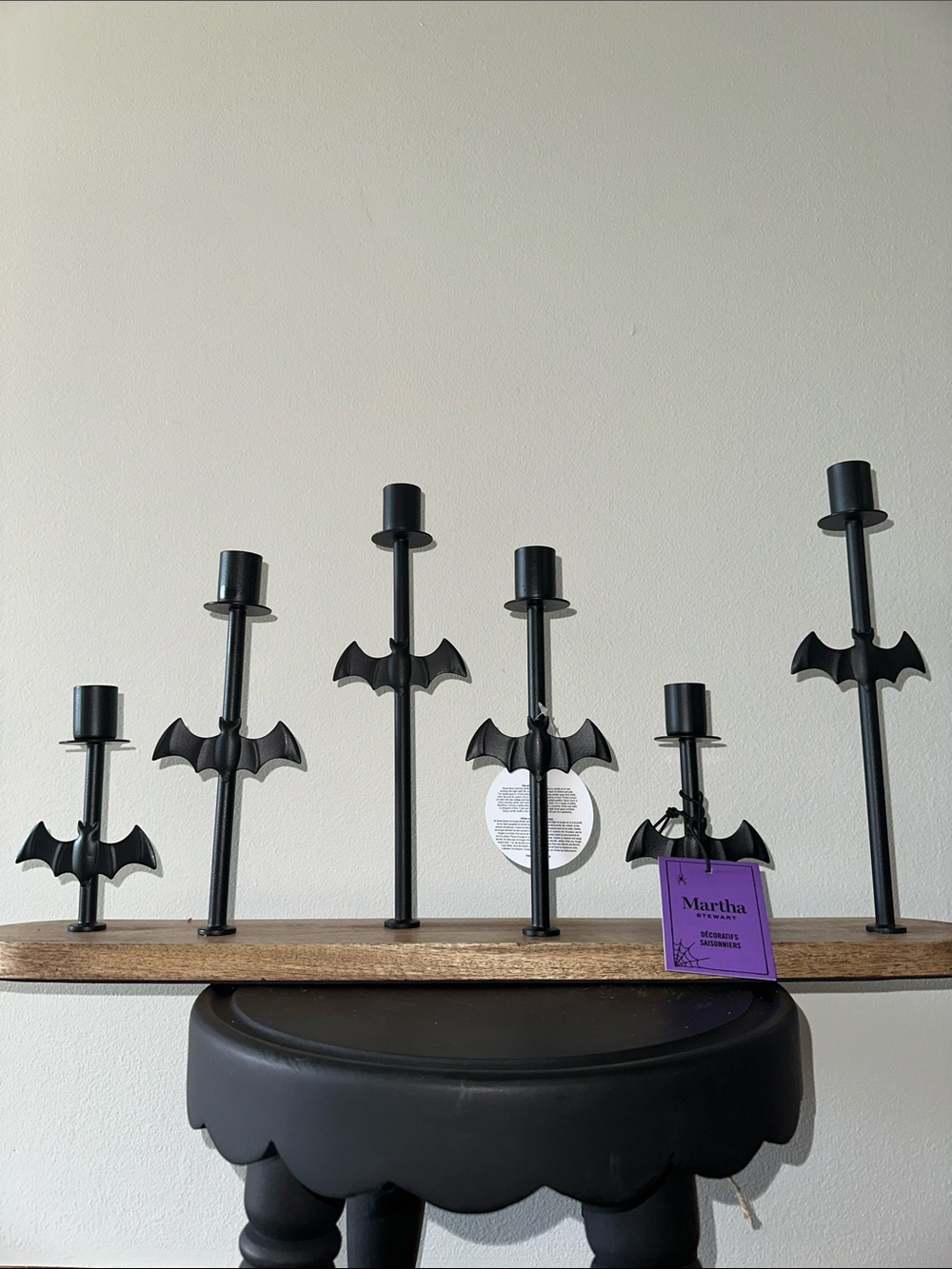 Martha Stewart Black Bat Candle Holder Set